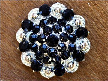 Black Crystals 1-1/4In Berry Headstall Saddle Hilason